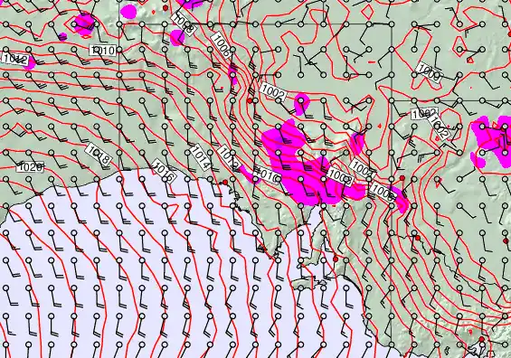 South Australia forecast chart for Saturday, January 31st, 2026 at 12:00 PM
