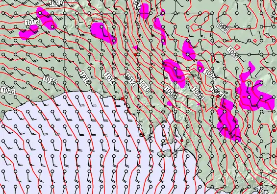 South Australia forecast chart for Saturday, January 31st, 2026 at 6:00 PM