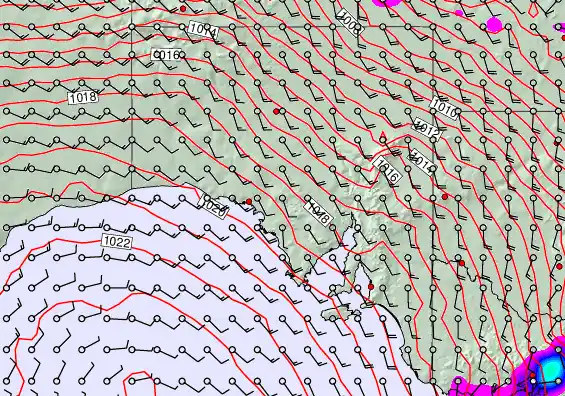 South Australia forecast chart for Sunday, February 1st, 2026 at 6:00 PM