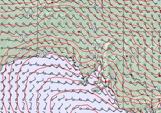 South Australia forecast chart for Monday, February 2nd, 2026 at 12:00 PM