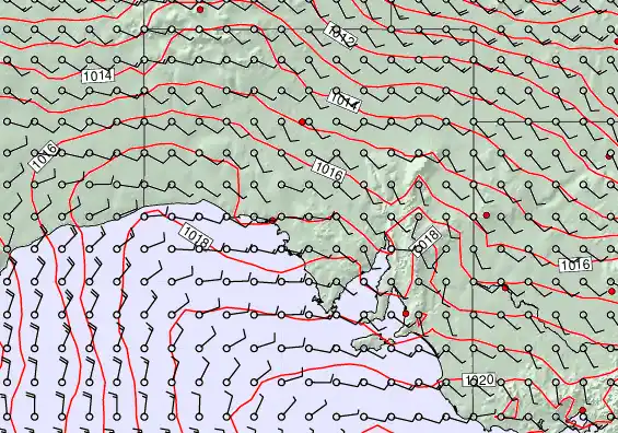 South Australia forecast chart for Monday, February 2nd, 2026 at 6:00 PM