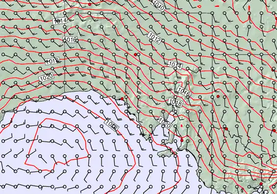South Australia forecast chart for Thursday, February 5th, 2026 at 12:00 PM