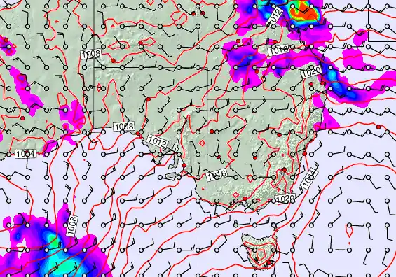 South East Australia forecast chart for Thursday, November 21st, 2024 at 6:00 AM