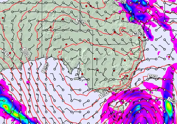 South East Australia forecast chart for Tuesday, June 17th, 2025 at 12:00 PM