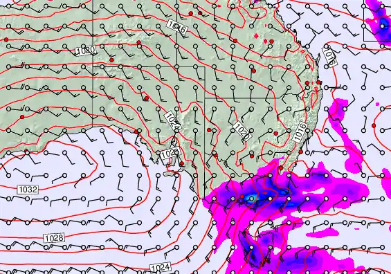 South East Australia forecast chart for Monday, September 22nd, 2025 at 6:00 AM