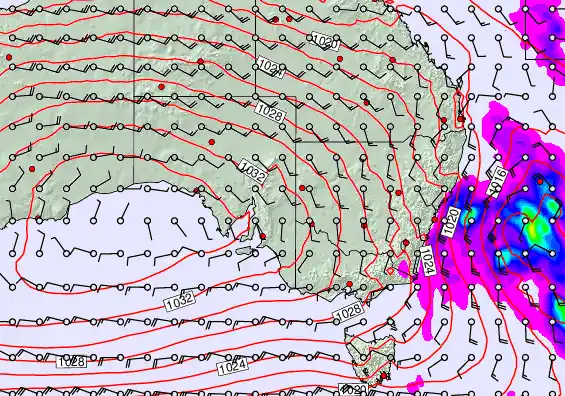South East Australia forecast chart for Tuesday, September 23rd, 2025 at 12:00 AM