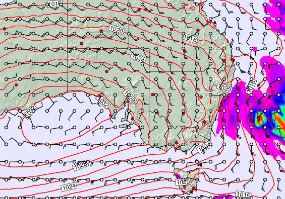 South East Australia forecast chart for Tuesday, September 23rd, 2025 at 6:00 AM