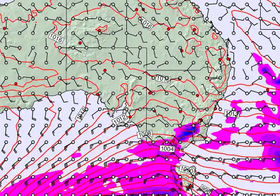 South East Australia forecast chart for Friday, September 26th, 2025 at 12:00 PM