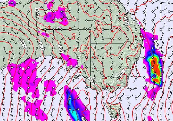 South East Australia forecast chart for Sunday, November 2nd, 2025 at 12:00 AM