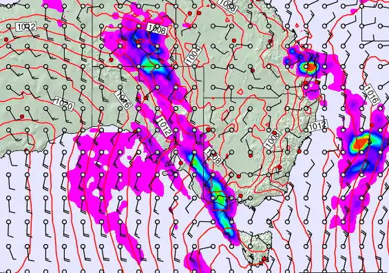 South East Australia forecast chart for Sunday, November 2nd, 2025 at 12:00 PM