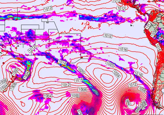 South Pacific forecast chart for Wednesday, January 22nd, 2025 at 12:00 AM