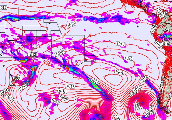 South Pacific forecast chart for Wednesday, January 22nd, 2025 at 6:00 AM