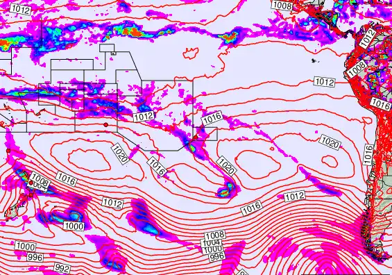 South Pacific forecast chart for Tuesday, October 14th, 2025 at 12:00 AM