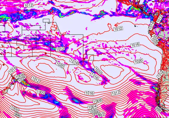 South Pacific forecast chart for Tuesday, October 14th, 2025 at 12:00 PM