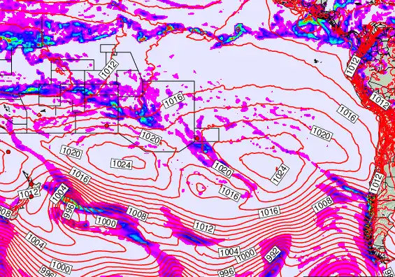 South Pacific forecast chart for Tuesday, October 14th, 2025 at 6:00 PM