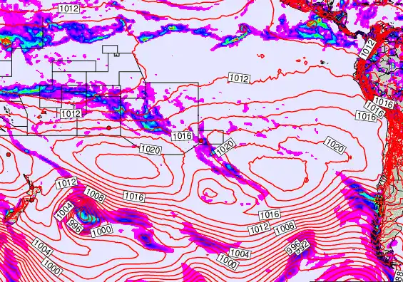 South Pacific forecast chart for Wednesday, October 15th, 2025 at 12:00 AM