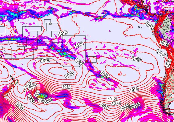 South Pacific forecast chart for Wednesday, October 15th, 2025 at 6:00 AM