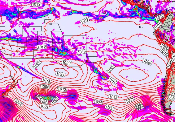 South Pacific forecast chart for Wednesday, October 15th, 2025 at 12:00 PM
