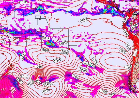 South Pacific forecast chart for Thursday, October 16th, 2025 at 12:00 AM