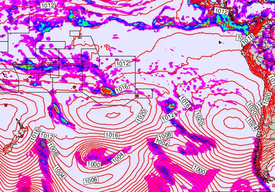South Pacific forecast chart for Thursday, October 16th, 2025 at 12:00 PM