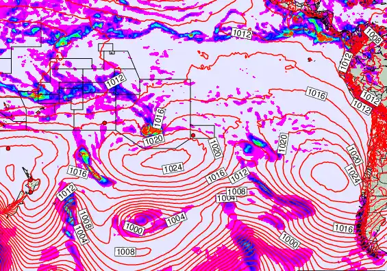 South Pacific forecast chart for Thursday, October 16th, 2025 at 6:00 PM