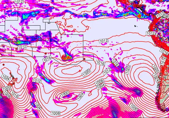 South Pacific forecast chart for Friday, October 17th, 2025 at 12:00 AM