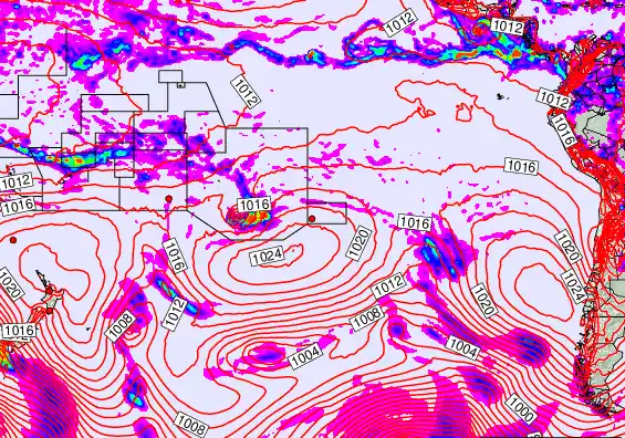South Pacific forecast chart for Friday, October 17th, 2025 at 6:00 AM