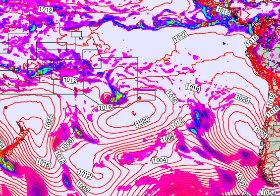 South Pacific forecast chart for Friday, October 17th, 2025 at 12:00 PM