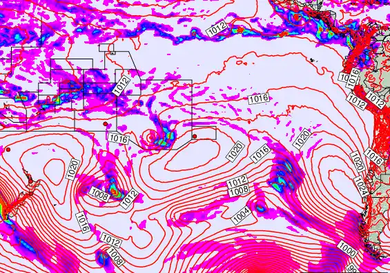 South Pacific forecast chart for Friday, October 17th, 2025 at 6:00 PM