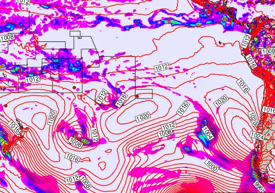 South Pacific forecast chart for Saturday, October 18th, 2025 at 12:00 AM