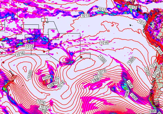 South Pacific forecast chart for Saturday, October 18th, 2025 at 6:00 AM