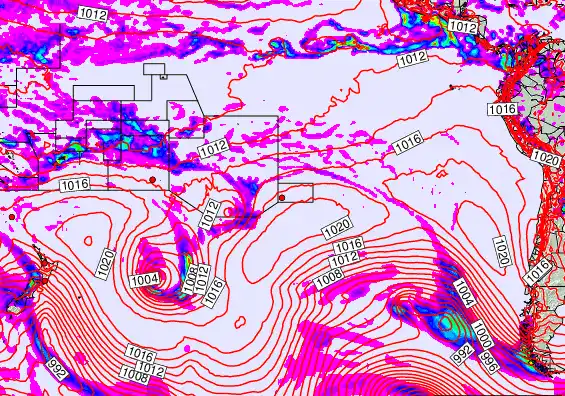 South Pacific forecast chart for Saturday, October 18th, 2025 at 12:00 PM