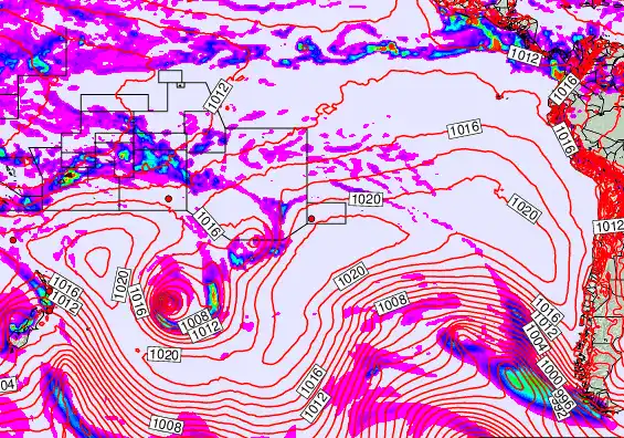 South Pacific forecast chart for Saturday, October 18th, 2025 at 6:00 PM