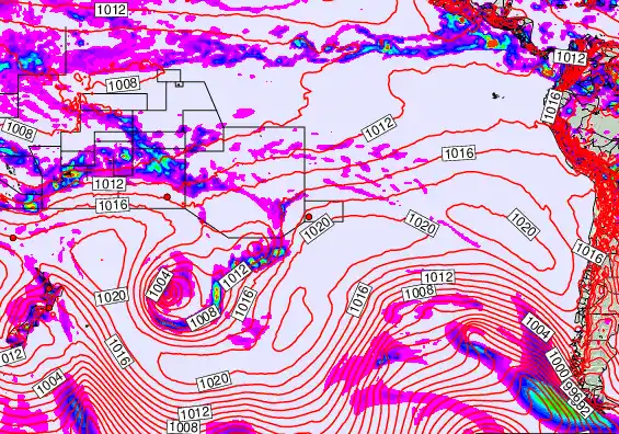 South Pacific forecast chart for Sunday, October 19th, 2025 at 12:00 AM