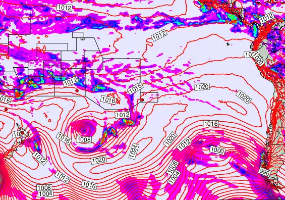 South Pacific forecast chart for Sunday, October 19th, 2025 at 12:00 PM