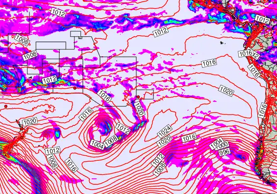South Pacific forecast chart for Monday, October 20th, 2025 at 12:00 PM