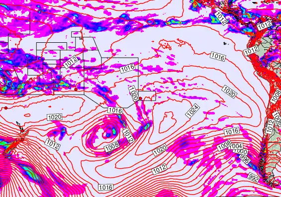 South Pacific forecast chart for Monday, October 20th, 2025 at 6:00 PM