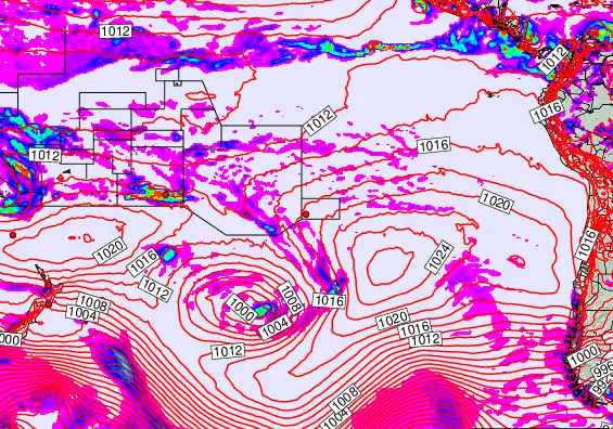 South Pacific forecast chart for Tuesday, October 21st, 2025 at 12:00 PM