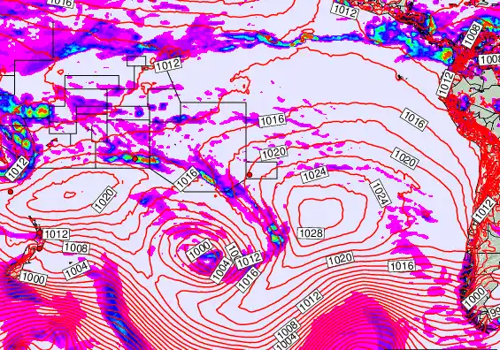 South Pacific forecast chart for Tuesday, October 21st, 2025 at 6:00 PM