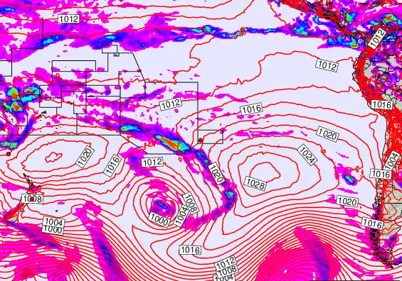 South Pacific forecast chart for Wednesday, October 22nd, 2025 at 12:00 AM