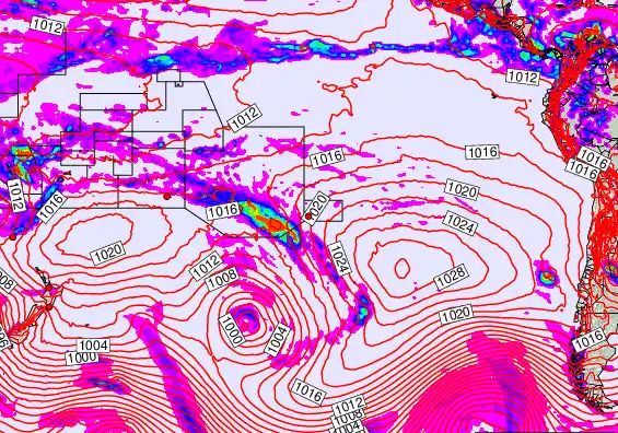 South Pacific forecast chart for Wednesday, October 22nd, 2025 at 6:00 AM
