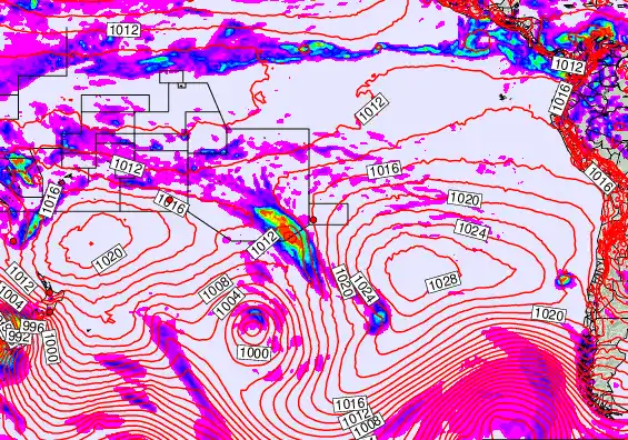 South Pacific forecast chart for Wednesday, October 22nd, 2025 at 12:00 PM