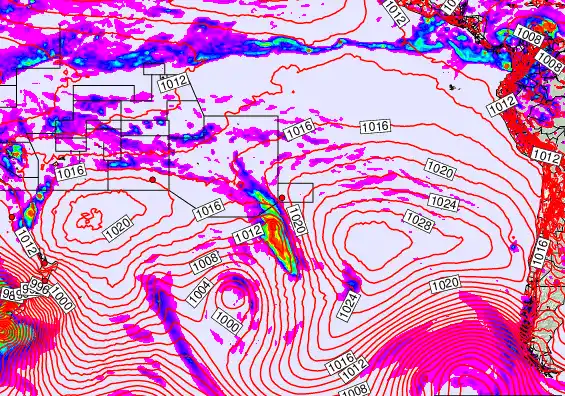South Pacific forecast chart for Wednesday, October 22nd, 2025 at 6:00 PM