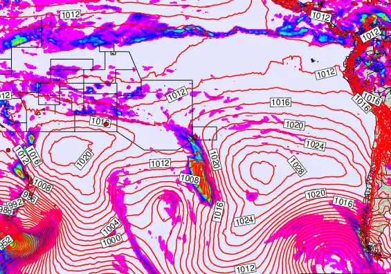South Pacific forecast chart for Thursday, October 23rd, 2025 at 12:00 AM