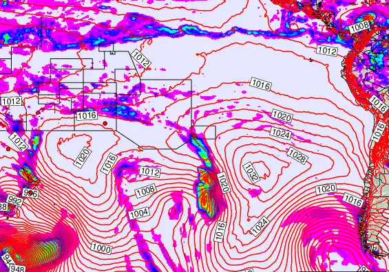 South Pacific forecast chart for Thursday, October 23rd, 2025 at 6:00 AM