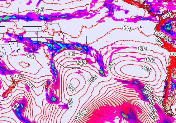 South Pacific forecast chart for Monday, December 1st, 2025 at 12:00 AM
