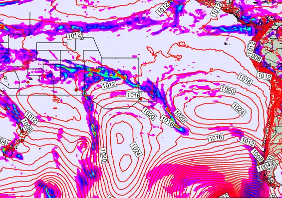 South Pacific forecast chart for Monday, December 1st, 2025 at 6:00 PM