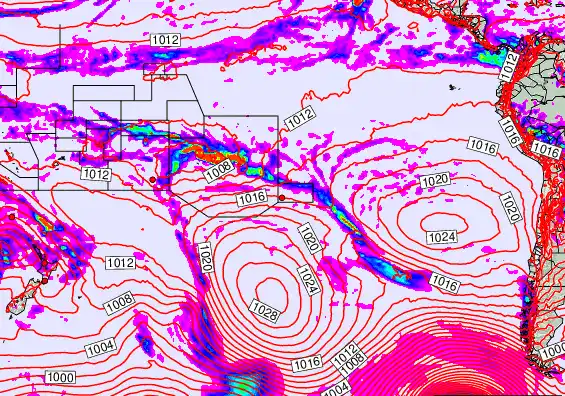 South Pacific forecast chart for Tuesday, December 2nd, 2025 at 12:00 PM