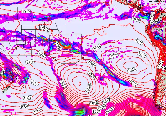 South Pacific forecast chart for Tuesday, December 2nd, 2025 at 6:00 PM