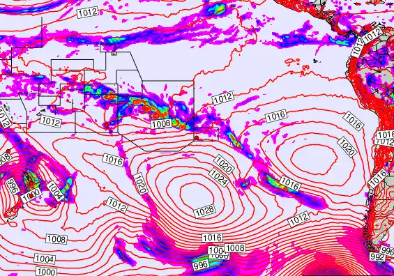 South Pacific forecast chart for Wednesday, December 3rd, 2025 at 12:00 AM